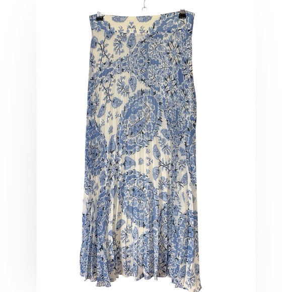 Sézane Dune Pleated Skirt in Alcazar Blue Floral Size 34/2 - Picture 2 of 14